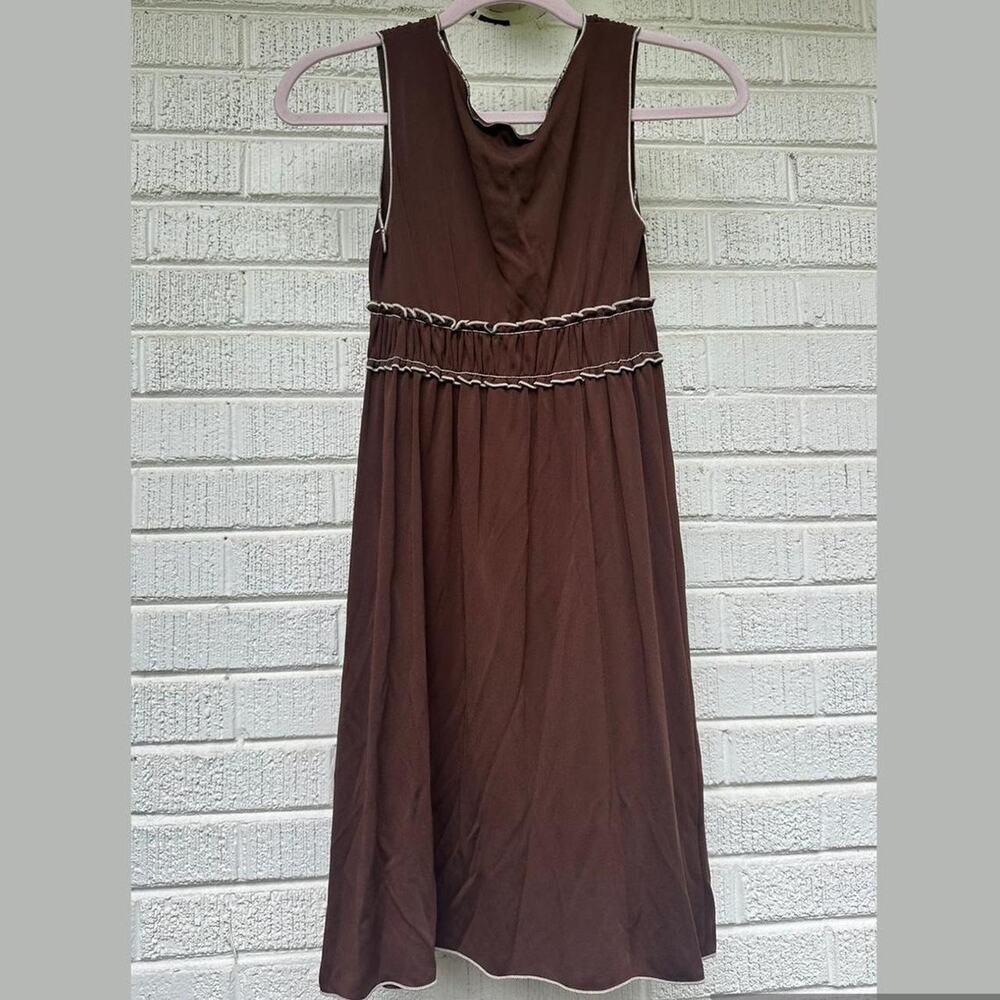 Max Edition Y2K Brown Cream Sleeveless Dress - Picture 2 of 4
